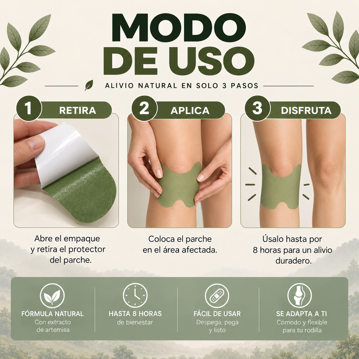 Parches Herbales para el Dolor de Rodilla