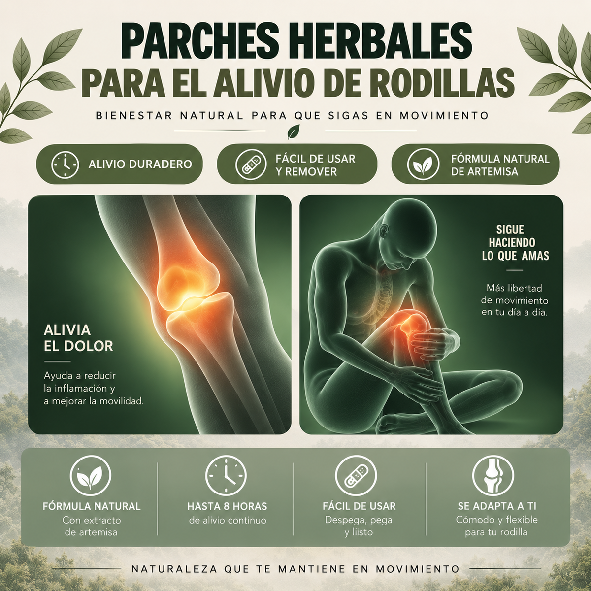 Parches Herbales para el Dolor de Rodilla