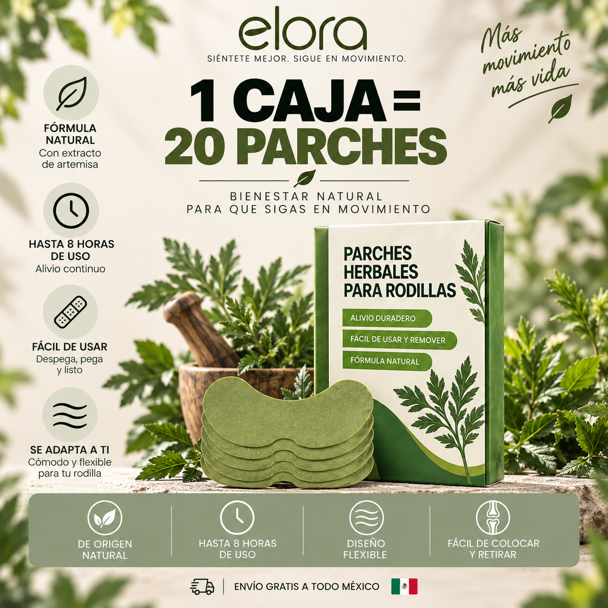 Parches Herbales para el Dolor de Rodilla